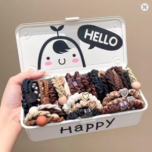 Set of 20 Coffee color One Minimalist Fashion Hair Ring and Hair Bands-Cloth, Cute and Flexible Hair Bands, Valentine's Day Inspiration