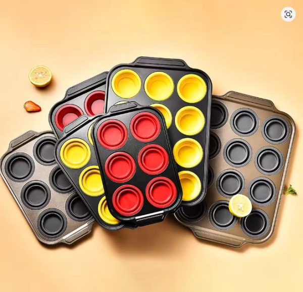 Foldable silicone cake molds, 6-piece and 12-piece press-type cake molds, easy demolding oven baking tools - Image 8