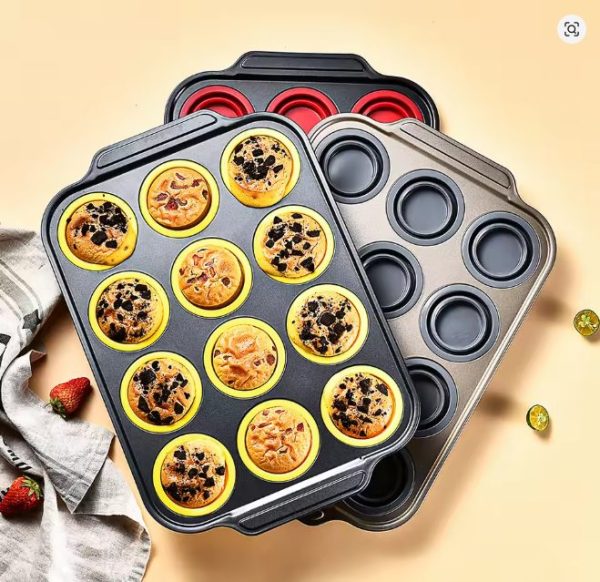 Foldable silicone cake molds, 6-piece and 12-piece press-type cake molds, easy demolding oven baking tools - Image 7