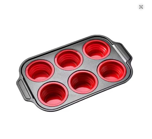 Foldable silicone cake molds, 6-piece and 12-piece press-type cake molds, easy demolding oven baking tools - Image 3