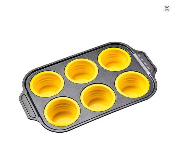 Foldable silicone cake molds, 6-piece and 12-piece press-type cake molds, easy demolding oven baking tools - Image 2